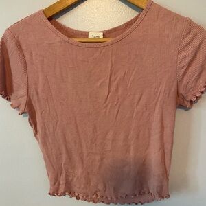 Pink Crew Neck Short Sleeve Crop Top